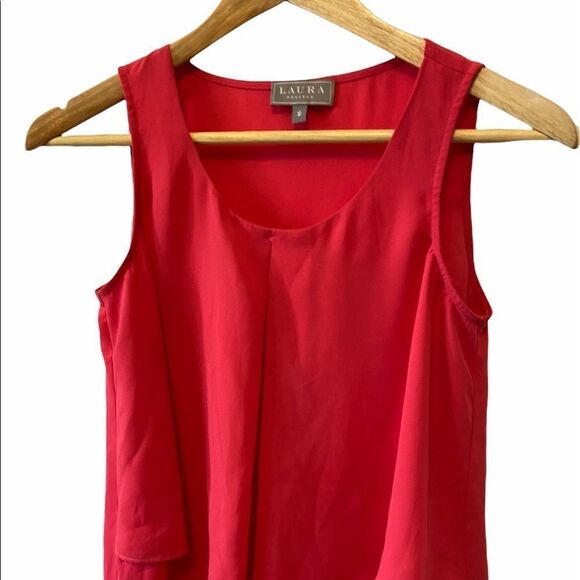 LAURA Petites Coral Light Layered Sleeveless Top 2 - Picture 2 of 7